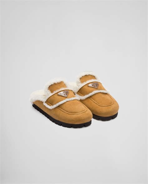 prada denim slippers|prada shearling slippers.